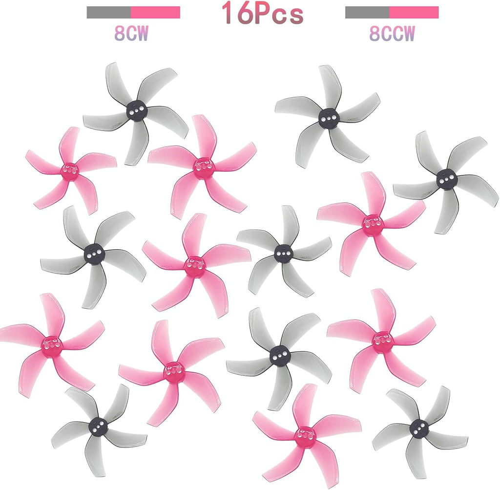 8Pairs(8CCW&8CW) Propellers, Upgrade Less Noise Props Replacement & Better Control, Gemfan D51-5 Cinewhoop 5 Blades Props for RC FPV Racing Freestyle 2inch Cinewhoop Ducted Drone(Red + Grey)