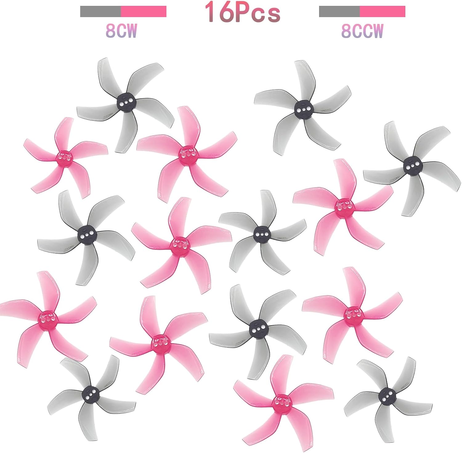8Pairs(8CCW&8CW) Propellers, Upgrade Less Noise Props Replacement & Better Control, Gemfan D51-5 Cinewhoop 5 Blades Props for RC FPV Racing Freestyle 2inch Cinewhoop Ducted Drone(Red + Grey)