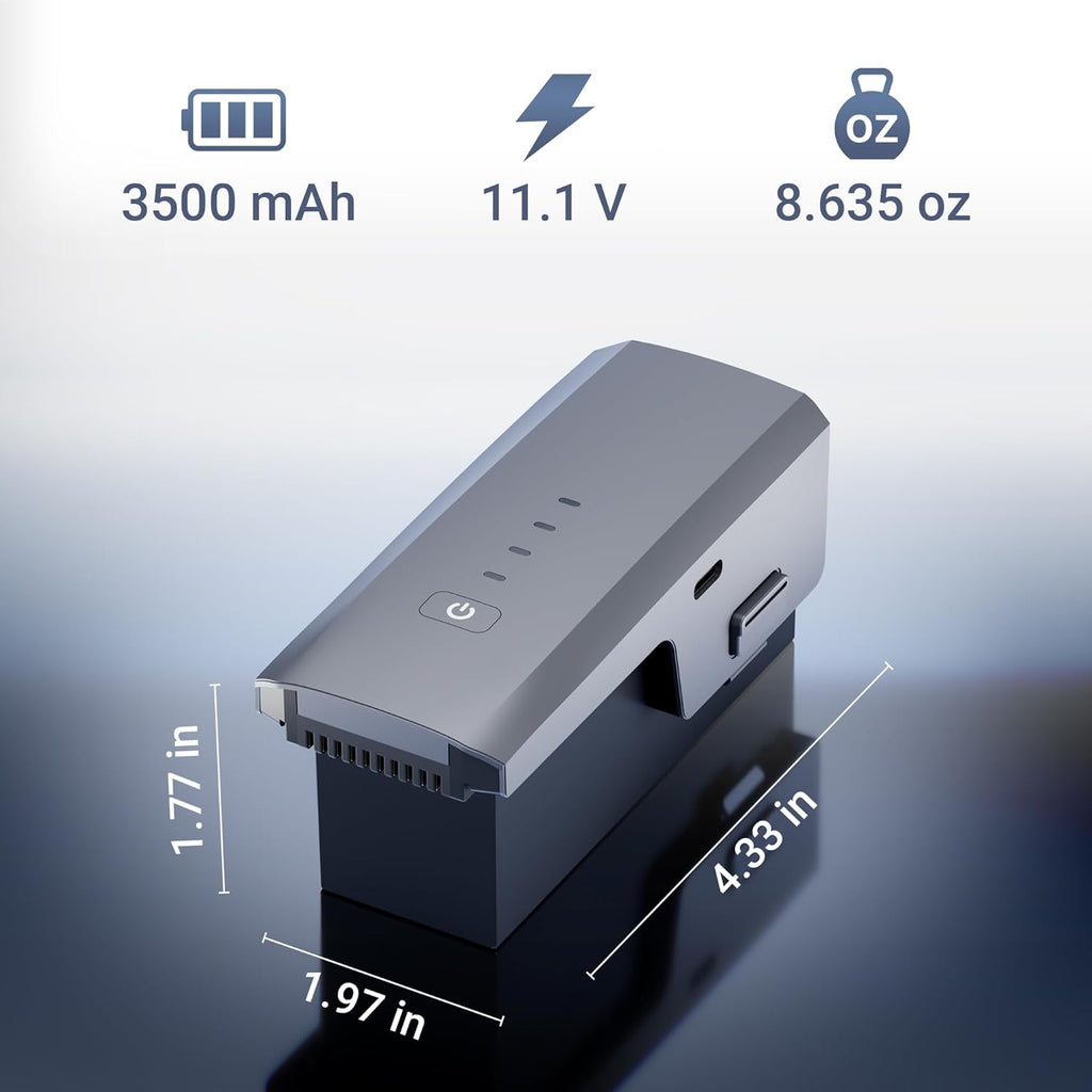 Contixo F33 Drone Battery - 11.1V 3500mAh Rechargeable Lithium Battery, 42 Mins Extra Flight Time, 1 Year Warranty, US Customer Support for F33 RC Drone, Long-Lasting Performance£¨2 Pack£©