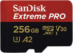 SanDisk 256GB Extreme Pro MicroSDXC Card Compatible with DJI Avata 2, Mini 4K Drones (SDSQXCD-256G-GN6MA) with Read Speed up to 200 MB/s Bundle with 1 Everything But Stromboli MicroSD Card Reader