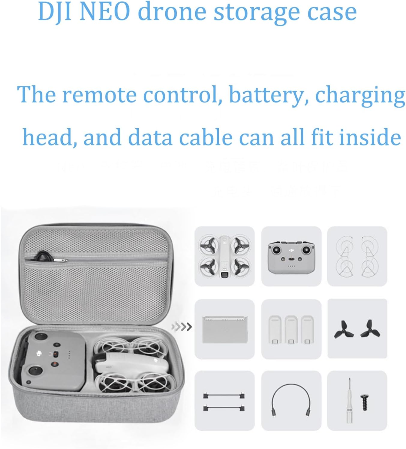 durable hard dji neo case, shockproof dji neo drone case for DJI drone combo, RC-N3 remote controller, batteries and other accessories