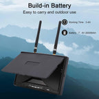 5.8Ghz FPV Receiver Monitor 7 Inch, Dual Diversity Receiver with 40 Channels Auto-Scan, 800x480 Resolution 600cd/m2 Brightness LCD Screen for FPV Drone Racing and Outdoor Monitoring