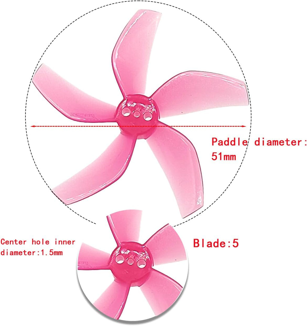 8Pairs(8CCW&8CW) Propellers, Upgrade Less Noise Props Replacement & Better Control, Gemfan D51-5 Cinewhoop 5 Blades Props for RC FPV Racing Freestyle 2inch Cinewhoop Ducted Drone(Red + Grey)
