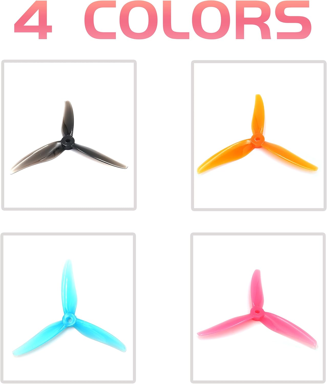 GEMFAN Hurricane 51466V2 Propellers 3-Blades Props 5.1 Inch Propeller Compatible with 2207 2208 2205-2306 Brushless Motor FPV Racing Drone(Pack of 16pcs)