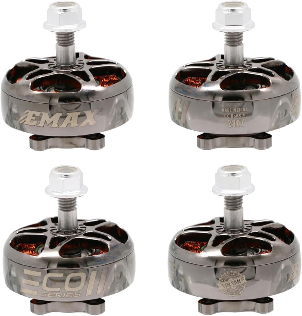 4pcs EMAX ECOII Series ECO II 2807 6S 1300KV 5S 1500KV 4S 1700KV Brushless Motor for RC FPV Racing RC Drone Racing Quadcopter Spare Parts RC Parts (1300, Kilovolts)