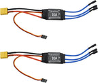 30A Electric Brushless Motor Controller, 2 Pcs ESC Speed Controller with XT60 and 3.5mm Bullet Plugs for RC Drone RC Airplane Helicopter (30A)