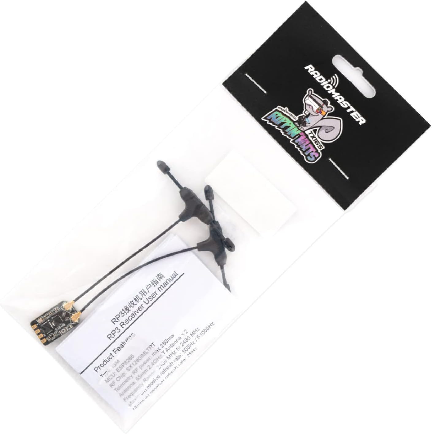 RadioMaster RP3 ELRS FPV Receiver - 2.4ghz ExpressLRS Nano Receiver Drone RX Module with 65mm UFL T Antenna for FPV Drone Tiny Whoop Fixed-wing RC Plane by Speedybee