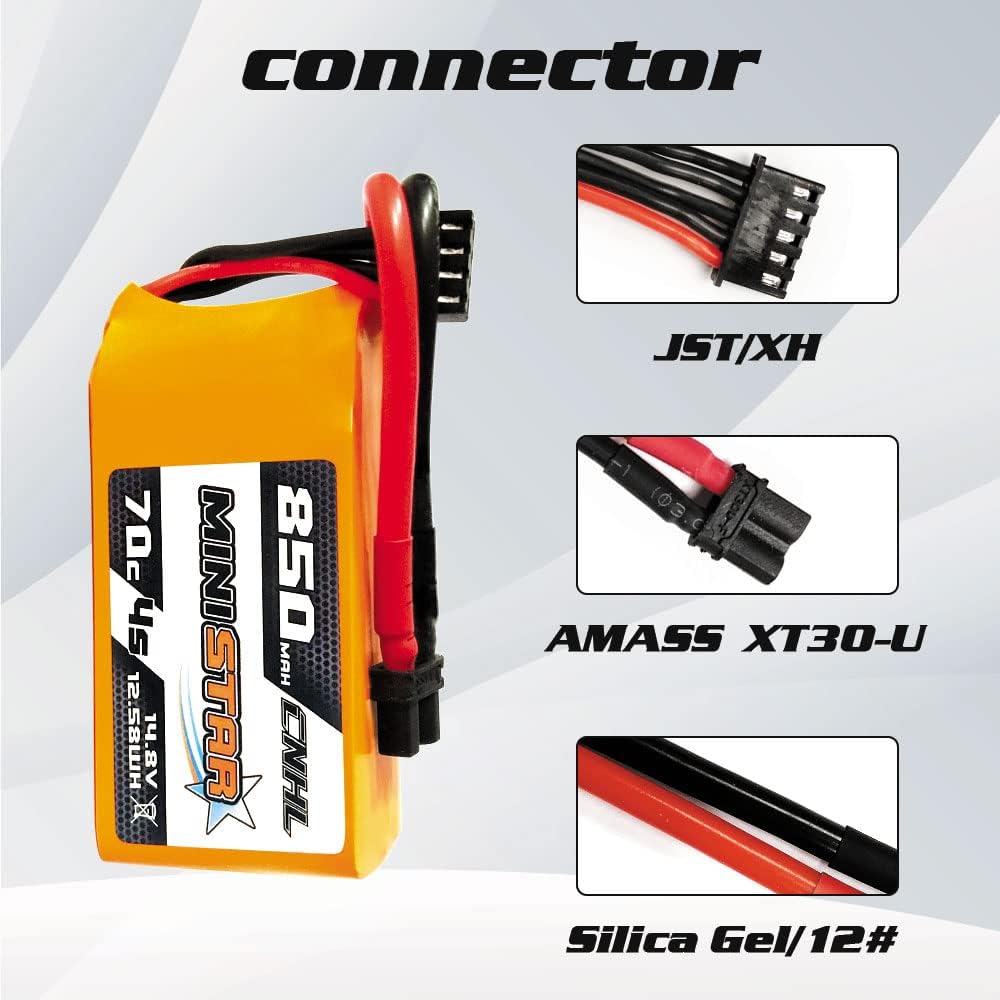 CNHL 4S Lipo Battery 850mAh 70C 14.8V lipo Battery with xt30u for RC Airplane Helicopter Quadcopter multirotor FPV Racing Drone(2pcs)