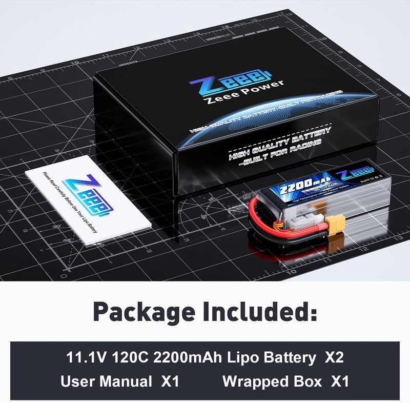 Zeee 3S 120C 2200mAh 11.1V Lipo Battery with XT60 Plug RC Graphene Lipo for FPV Drone Quadcopter Helicopter Airplane RC Boat RC Car RC Models(2 Pack)