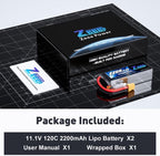 Zeee 3S 120C 2200mAh 11.1V Lipo Battery with XT60 Plug RC Graphene Lipo for FPV Drone Quadcopter Helicopter Airplane RC Boat RC Car RC Models(2 Pack)