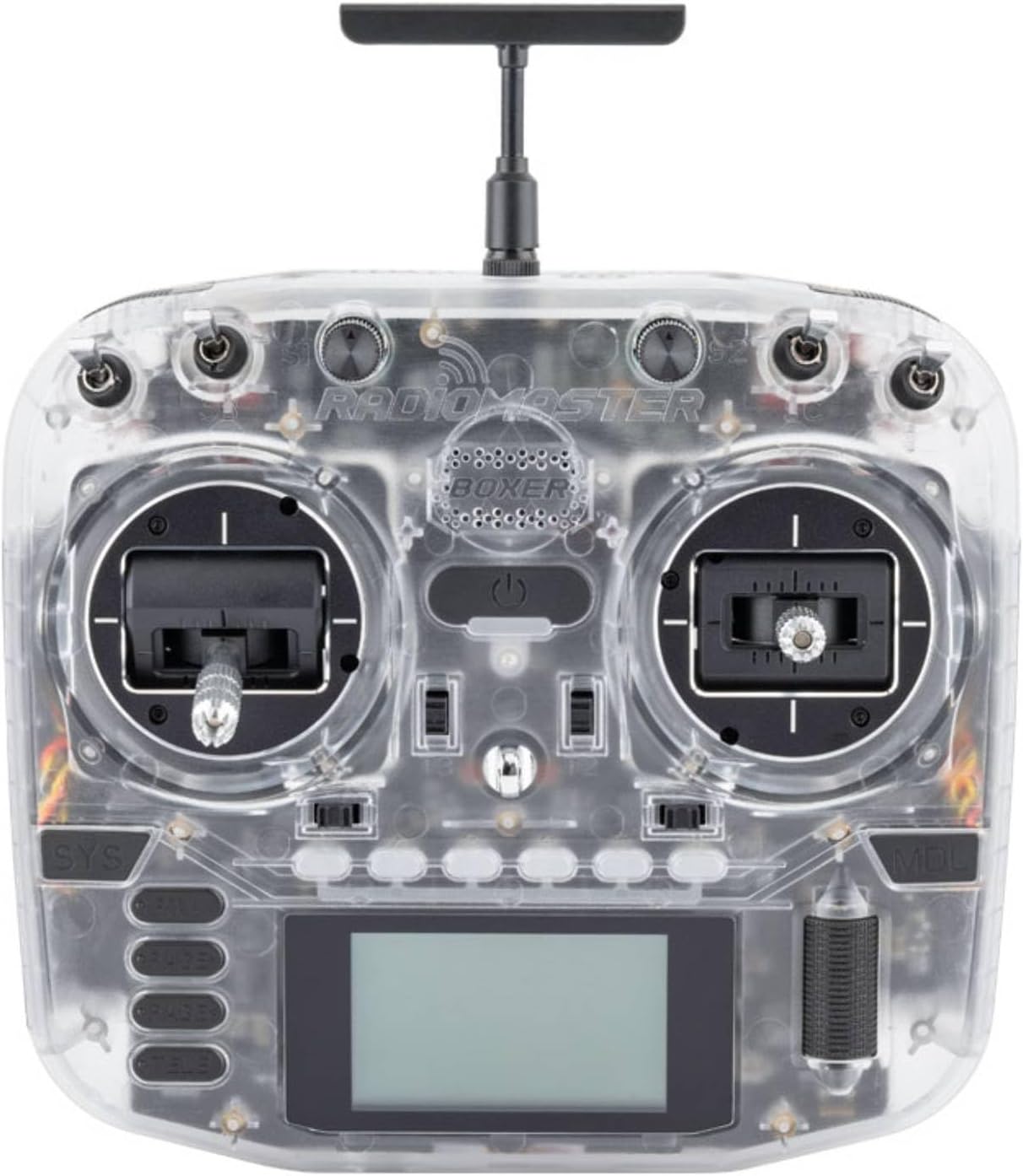 Radiomaster Boxer ELRS 2.4GHz 16CH Hall Gimbals Radio Controller with Carrying Case for Fixed-Wing Aircraft/RC Helicopters/FPV Drones/RC cars/Boats, Mode 2 (Transparent White)