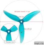 16pcs Fpv Drone Props Propeller: Gemfan Hurricane 51499 Tri-Blade 5 Inch Props for 4S 6S FPV Freestyle Racing, 8xCW 8xCCW