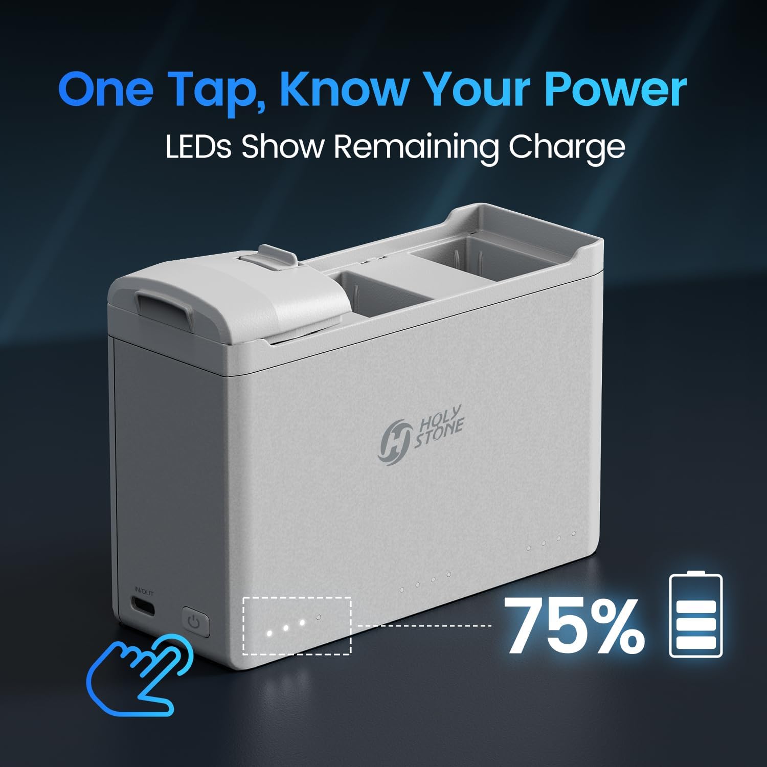 Holy Stone Smart Battery Charging Hub for HS360D and HS360E Drone, Quick Charging, Auto-Discharge (Charge Three Batteries in Sequence)