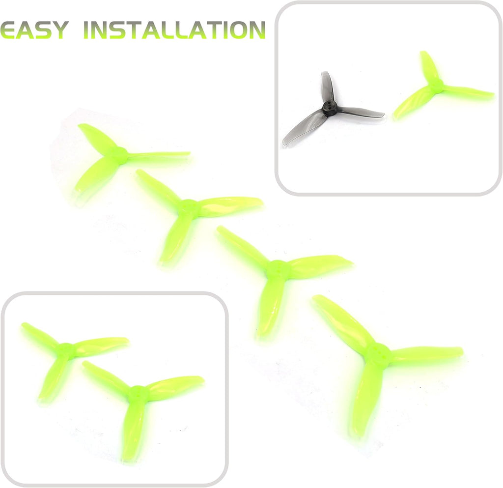 3016 3-Blade 3inch Propeller Props 1.5mm Hole for 1108-1308 Brushless Motors, FPV Racing Drone, Toothpick Quadcopters(Gray+Yellow)