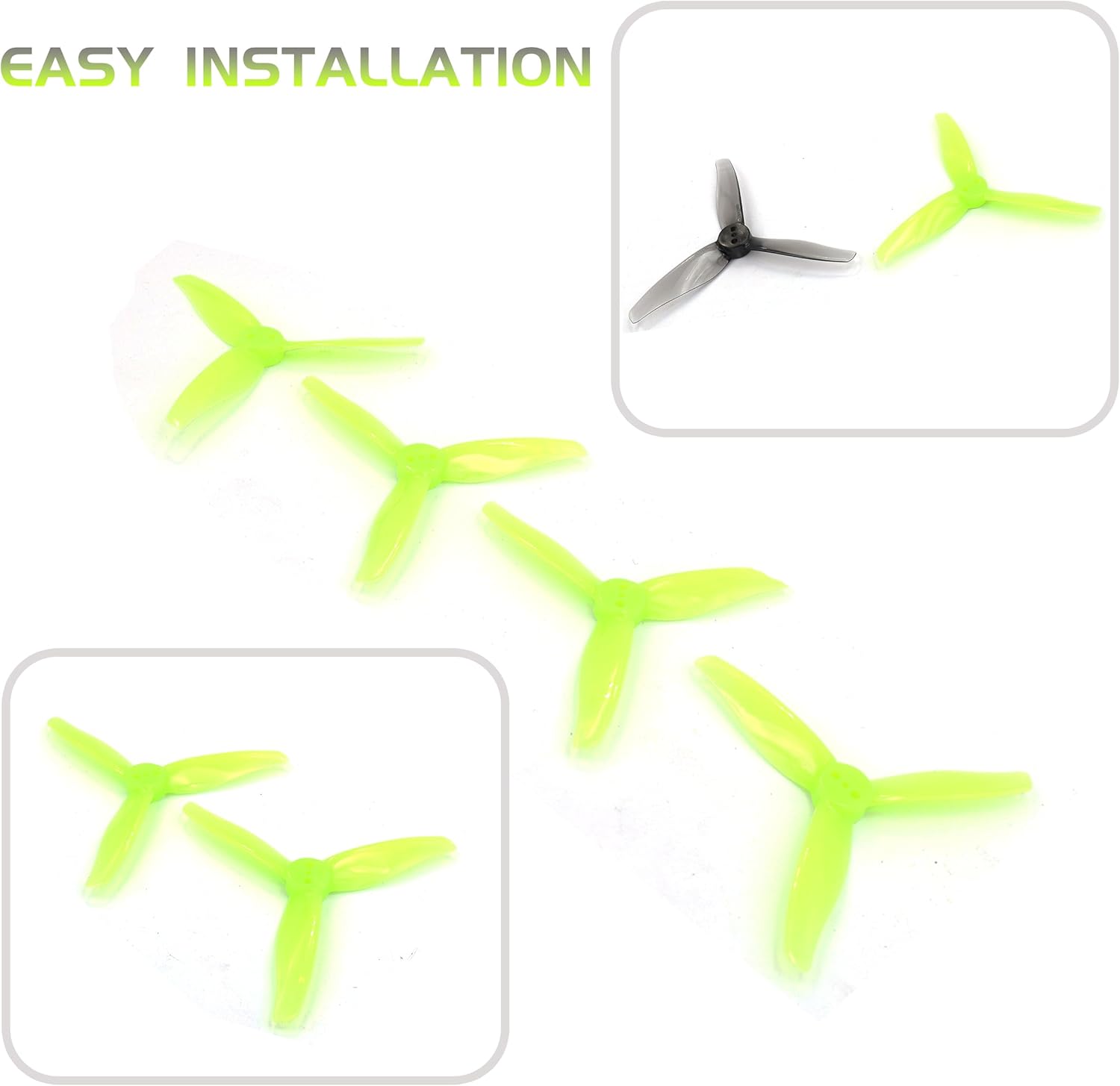 3016 3-Blade 3inch Propeller Props 1.5mm Hole for 1108-1308 Brushless Motors, FPV Racing Drone, Toothpick Quadcopters(Gray+Yellow)