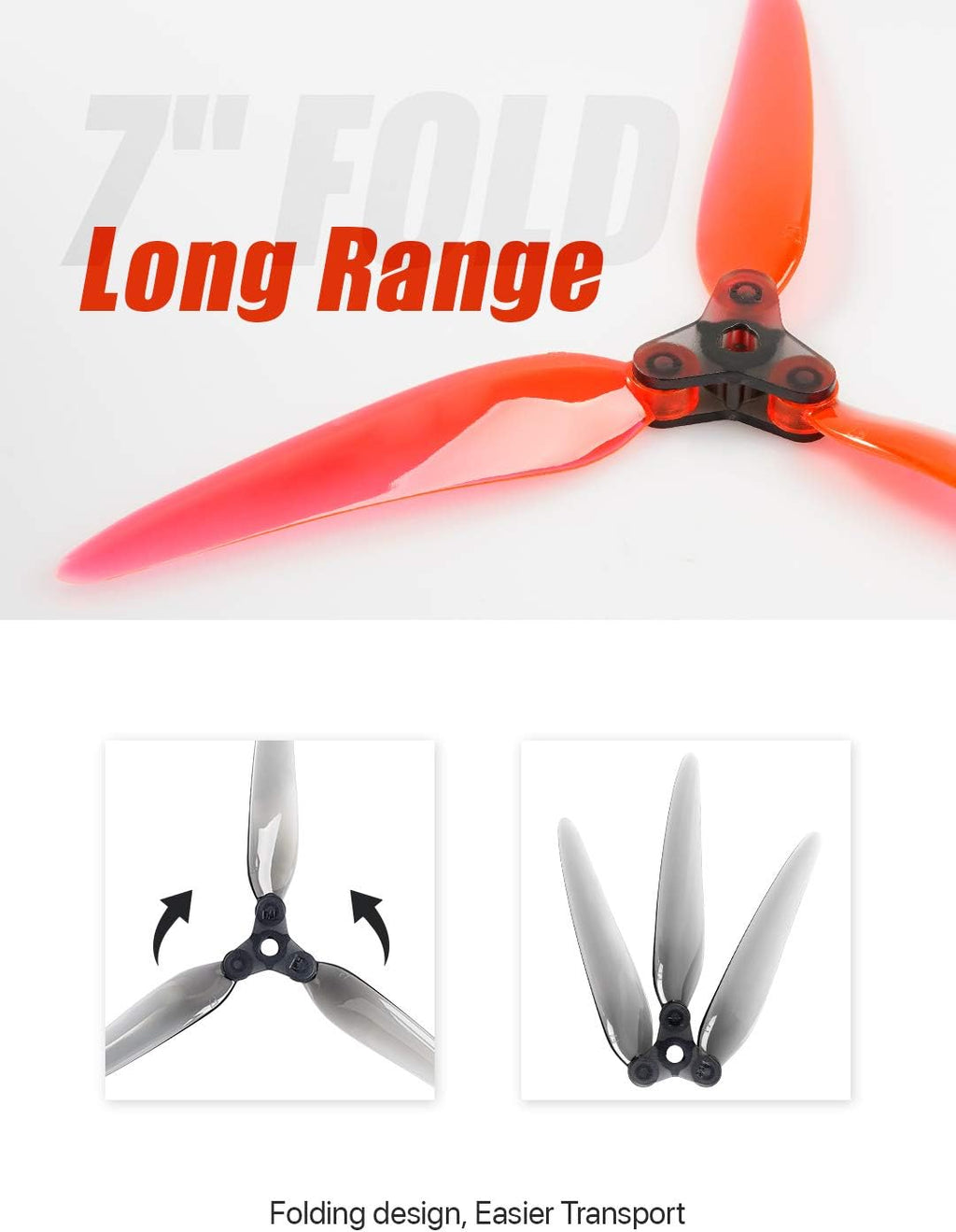 4 Pairs of Dalprop fold f7 7 inch Folding Propeller Props for Freestyle Micro Carbon Fiber FPV Racing Quadcopter Quad Drone Frame (Red)