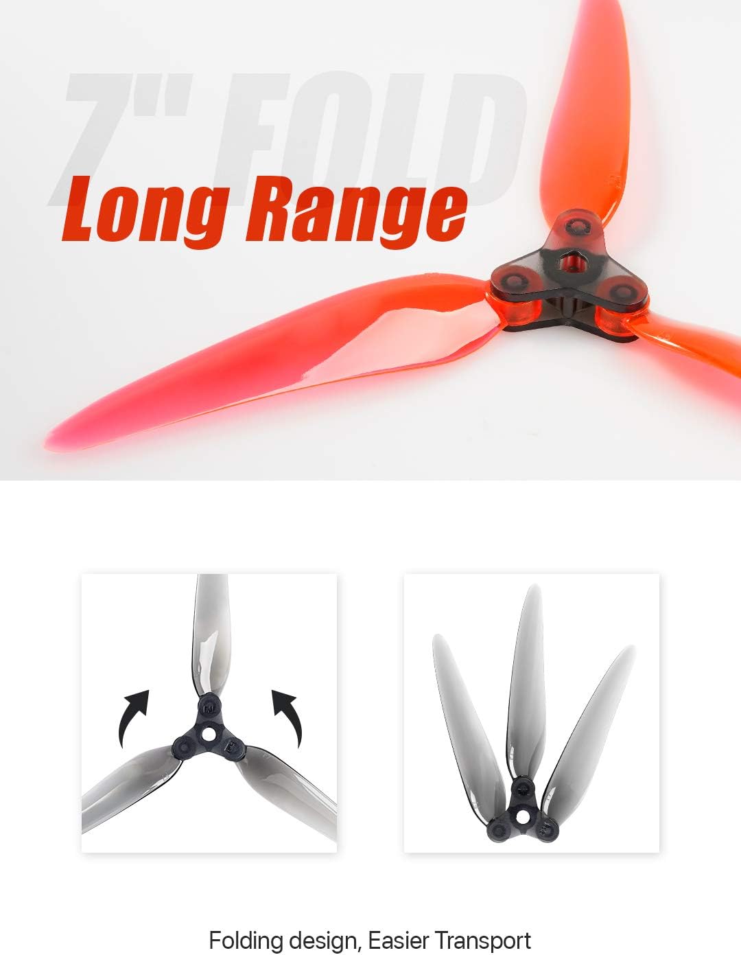 4 Pairs of Dalprop fold f7 7 inch Folding Propeller Props for Freestyle Micro Carbon Fiber FPV Racing Quadcopter Quad Drone Frame (Red)
