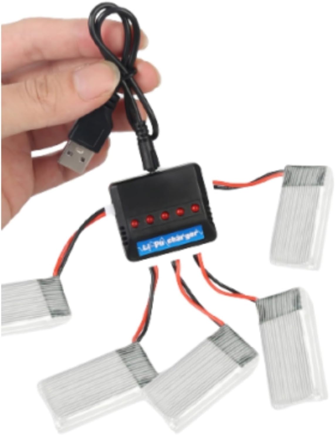 3.7V 400mAh Lipo Battery with Molex Plug for RC Planes Mini Drone Quadcopter Aircraft Models Battery with 5-in-1 Charger (5PCS)