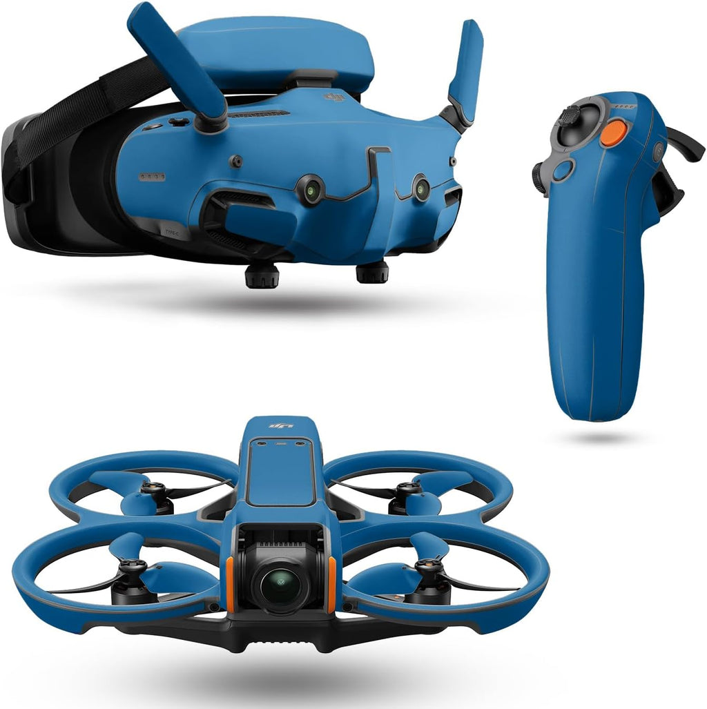 Drone Skin Compatible with DJI Avata 2 Bundle (2024) - Solid Blue - Premium 3M Vinyl Protective Wrap Decal Cover - Easy to Apply | Crafted in The USA by MightySkins