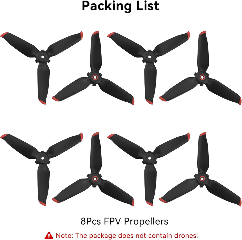 Propellers for DJI FPV Blades - 8Pcs Props Quick Replacement Spare Part Low Noise Props Wings for DJI FPV Drone Accessories Red Tips