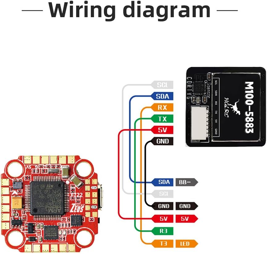 HGLRC M100-5883 Compass Module, Upgraded 10th Generation Chip Compatible with FPV Fixed-Wing UAV