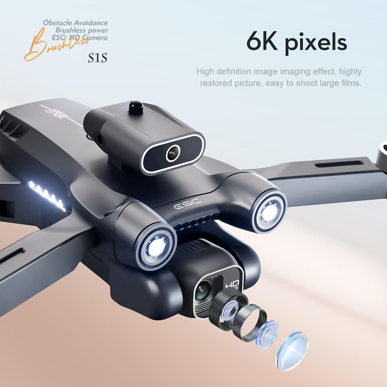 Sonilco S1S Mini Drone with Dual Lens Camera, Brushless Motor, 4-Sided Obstacle Avoidance, LED Light Bar, Altitude Hold, One-Key Return, Wi-Fi FPV, 18min Flight Time, 2 Batteries ¨C Foldable Design (Ages 14+)