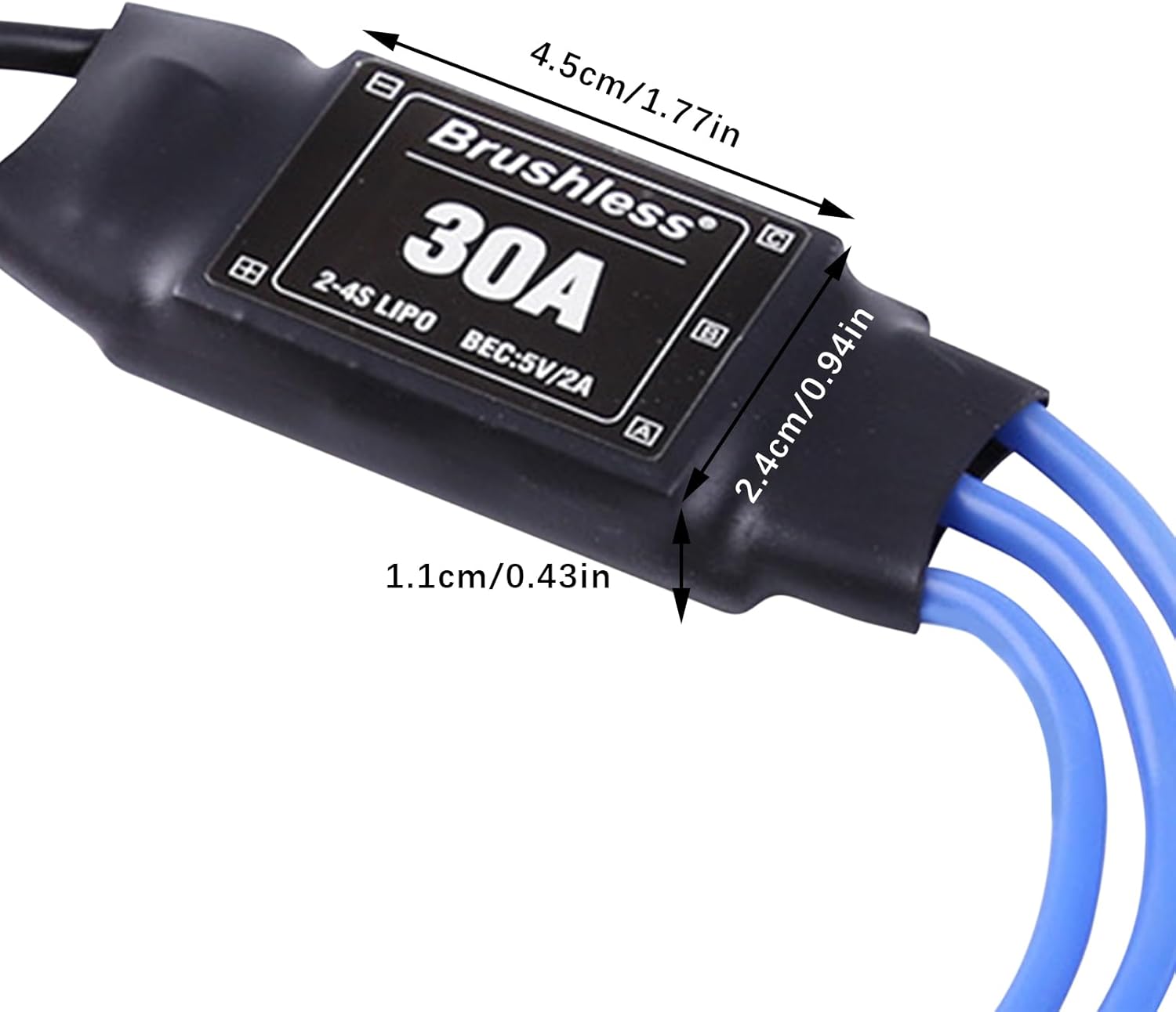 30A Electric Brushless Motor Controller, 2 Pcs ESC Speed Controller with XT60 and 3.5mm Bullet Plugs for RC Drone RC Airplane Helicopter (30A)