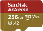 SanDisk 256GB Extreme MicroSDXC UHS-I Memory Card for DJI Drones Works with Avata and Goggles 2 (SDSQXAV-256G-GN6MN) Class 10 Bundle with 1 Everything But Stromboli Micro SD Card Reader
