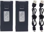 sea jump 2PCS 3.7V 1800mAh Lithium Battery with USB Charging Cable for E88 E88PRO E88MAX E525 E99 E99PRO P1 P5PRO K3 S1 P8 RC Quadcopter Accessories Drone Backup LiPo Battery