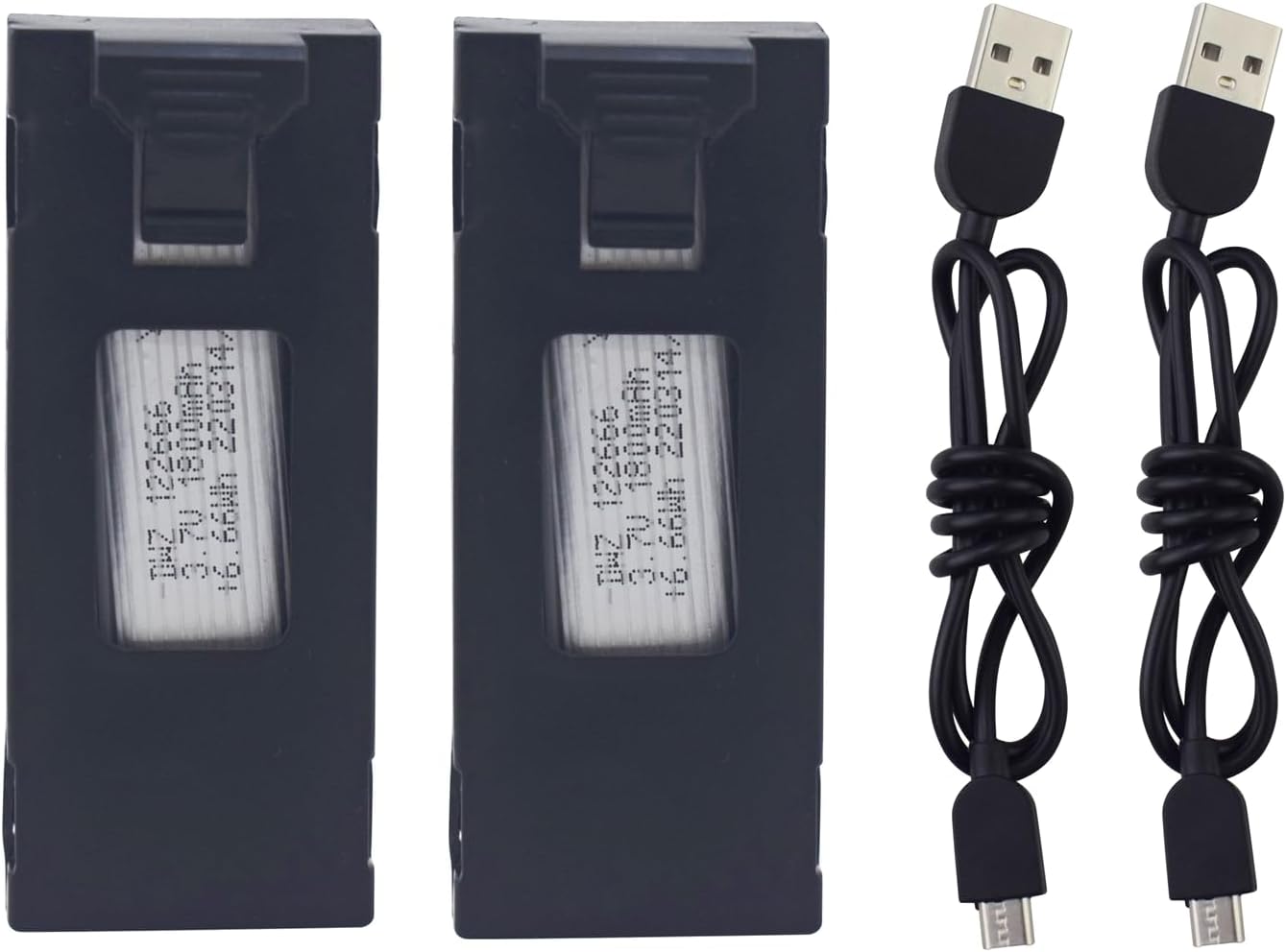 sea jump 2PCS 3.7V 1800mAh Lithium Battery with USB Charging Cable for E88 E88PRO E88MAX E525 E99 E99PRO P1 P5PRO K3 S1 P8 RC Quadcopter Accessories Drone Backup LiPo Battery