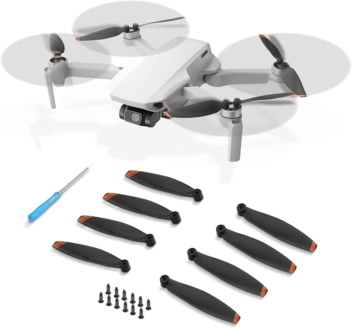 32Pcs Propellers for DJI Mini 4K/Mini 2 SE/Mini SE Replacement Prop Blades Low Noise Accessories for DJI Mini 2 Series Drone Accessories Exclusive Screws & Screwdrivers Orange Tips