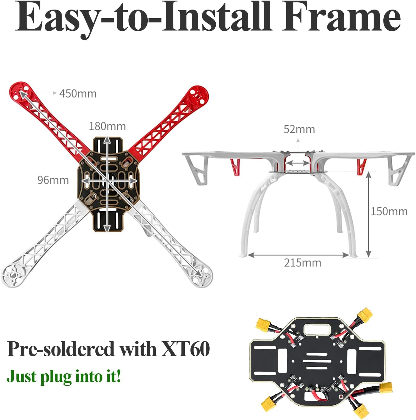HAWK¡¯S WORK F450 Drone Frame, 450mm Wheelbase Quadcopter Frame Kit with Landing Skid Gear (Standard)