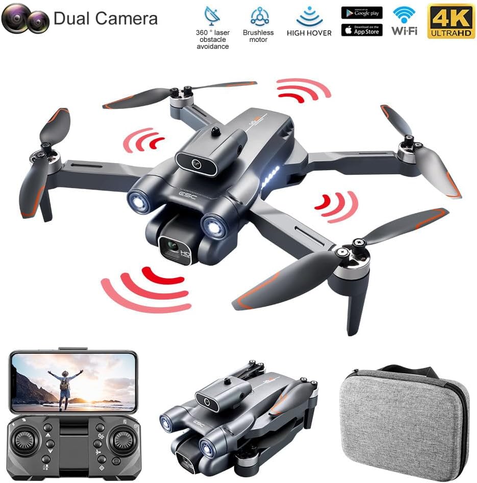 Sonilco S1S Mini Drone with Dual Lens Camera, Brushless Motor, 4-Sided Obstacle Avoidance, LED Light Bar, Altitude Hold, One-Key Return, Wi-Fi FPV, 18min Flight Time, 2 Batteries ¨C Foldable Design (Ages 14+)