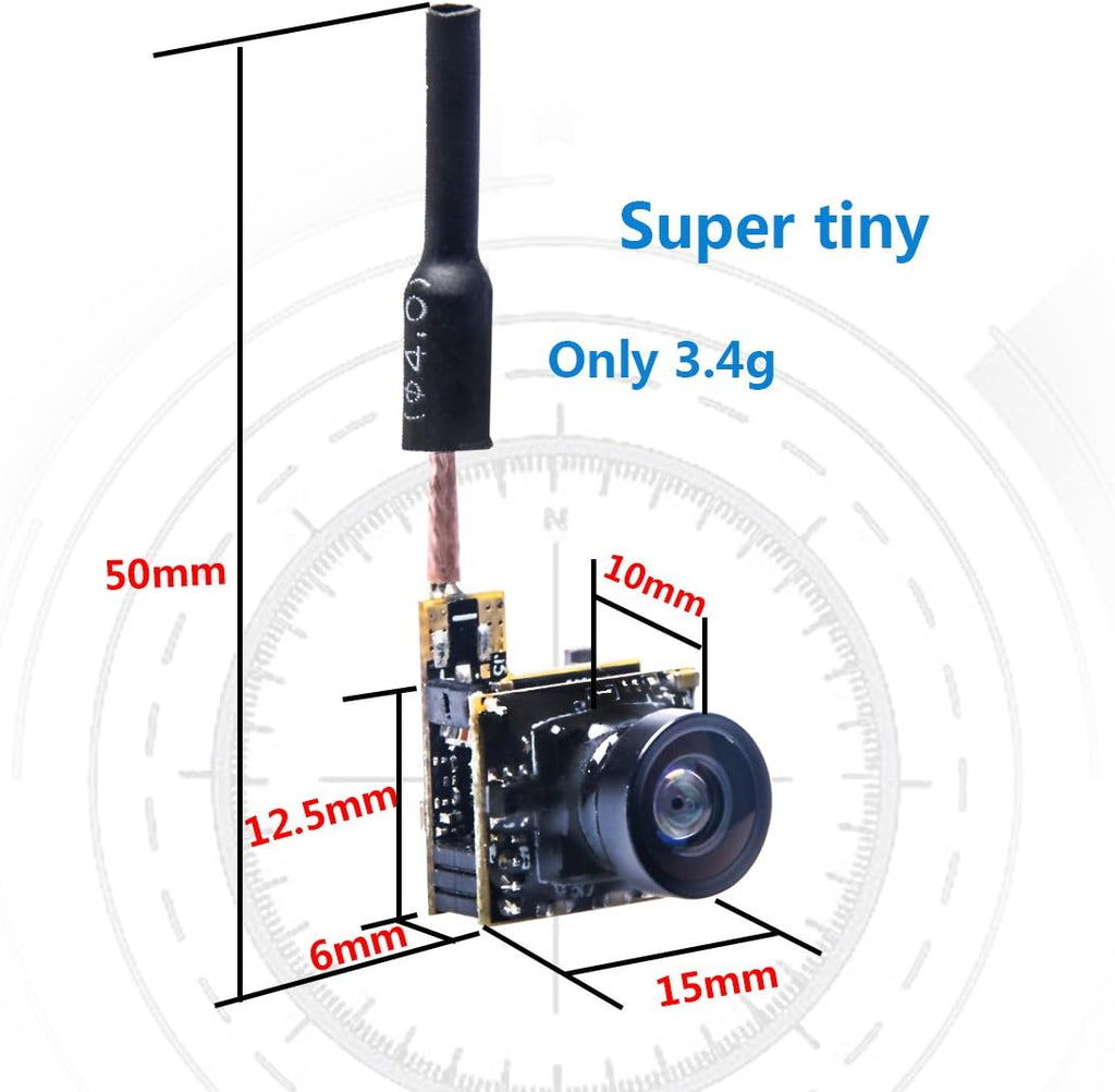 WT05 Micro AIO 600TVL Camera Only 3.4g 5.8GHz 25mW FPV Transmitter with Dipole Brass Antenna Combo for FPV Quadcopter Drone