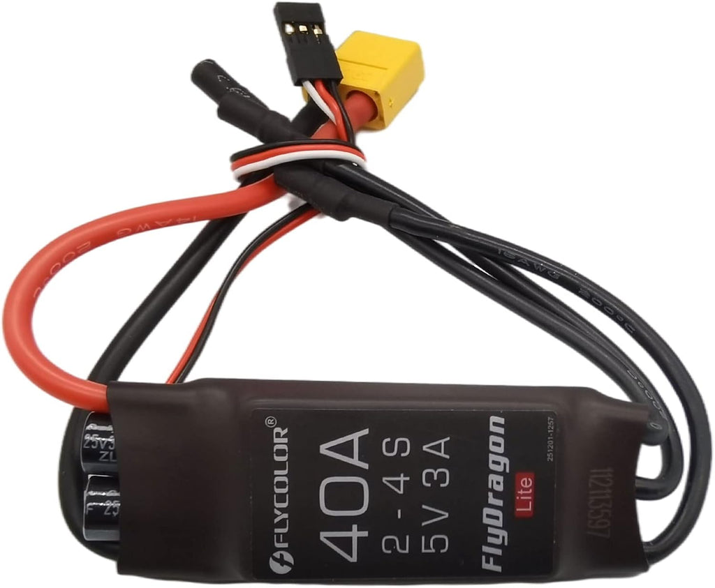 Flycolor 40A ESC 2-4S Electric Speed Controller 5v 3A BEC with XT60 & 3.5mm Bullet Plugs for RC Drone Airplane Brushless Motors