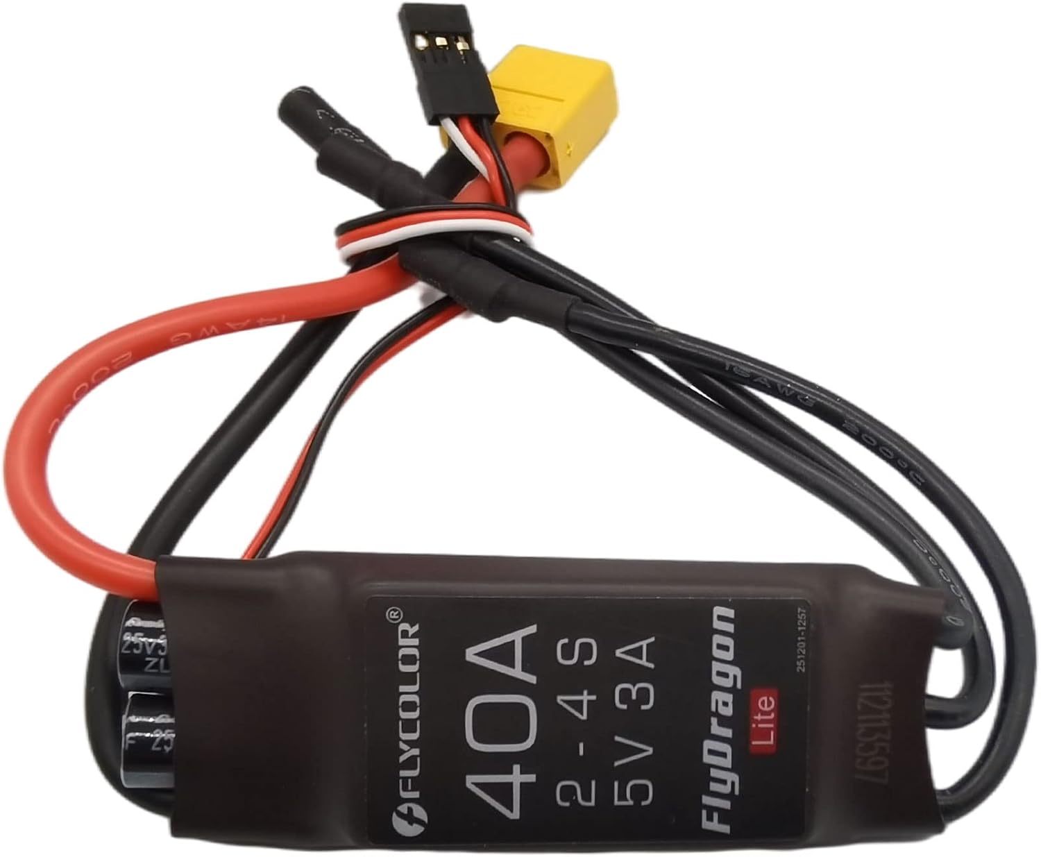 Flycolor 40A ESC 2-4S Electric Speed Controller 5v 3A BEC with XT60 & 3.5mm Bullet Plugs for RC Drone Airplane Brushless Motors