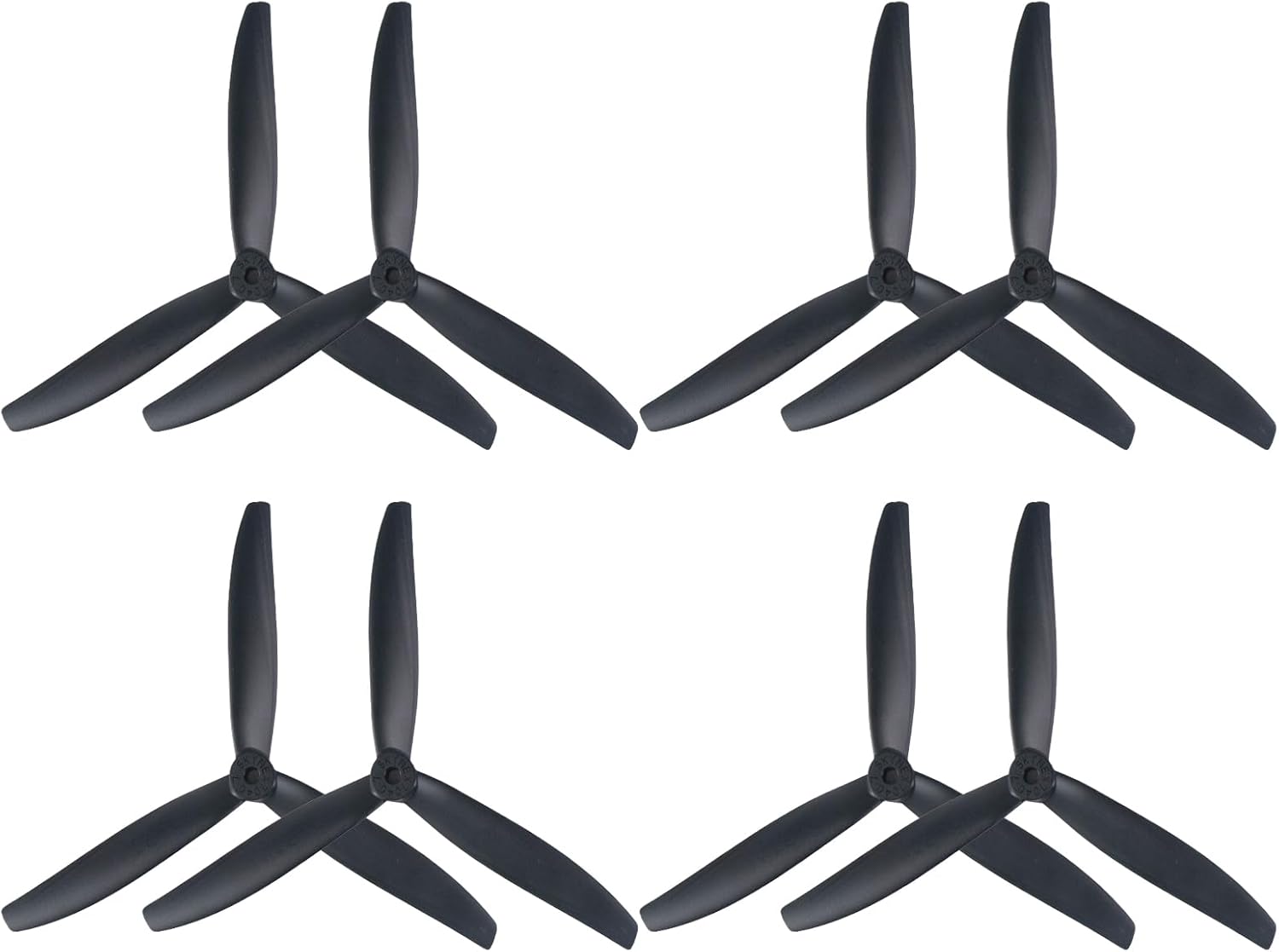 7-Inch Glass Fiber Nylon Propellers, 3-Blade Props for Cinelifter FPV Drones, Black (8 pcs - 4 CW, 4 CCW)