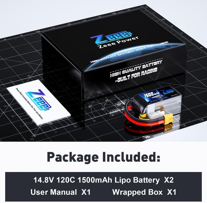 Zeee 4S Lipo Battery 1500mAh 14.8V 120C Graphene Battery with XT60 Plug for FPV Drone Quadcopter Helicopter Airplane RC Boat RC Car RC Models(2 Pack)