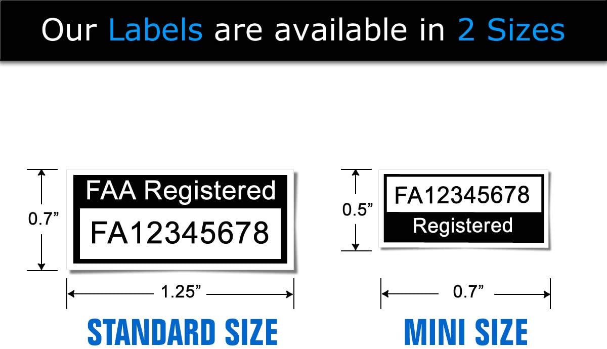 Mavic Air 2 - DJI - FAA Drone Identification Bundle - Labels (3 Sets) + FAA UAS Registration ID Card for Commercial Pilots + 3 to 12 Battery Labels
