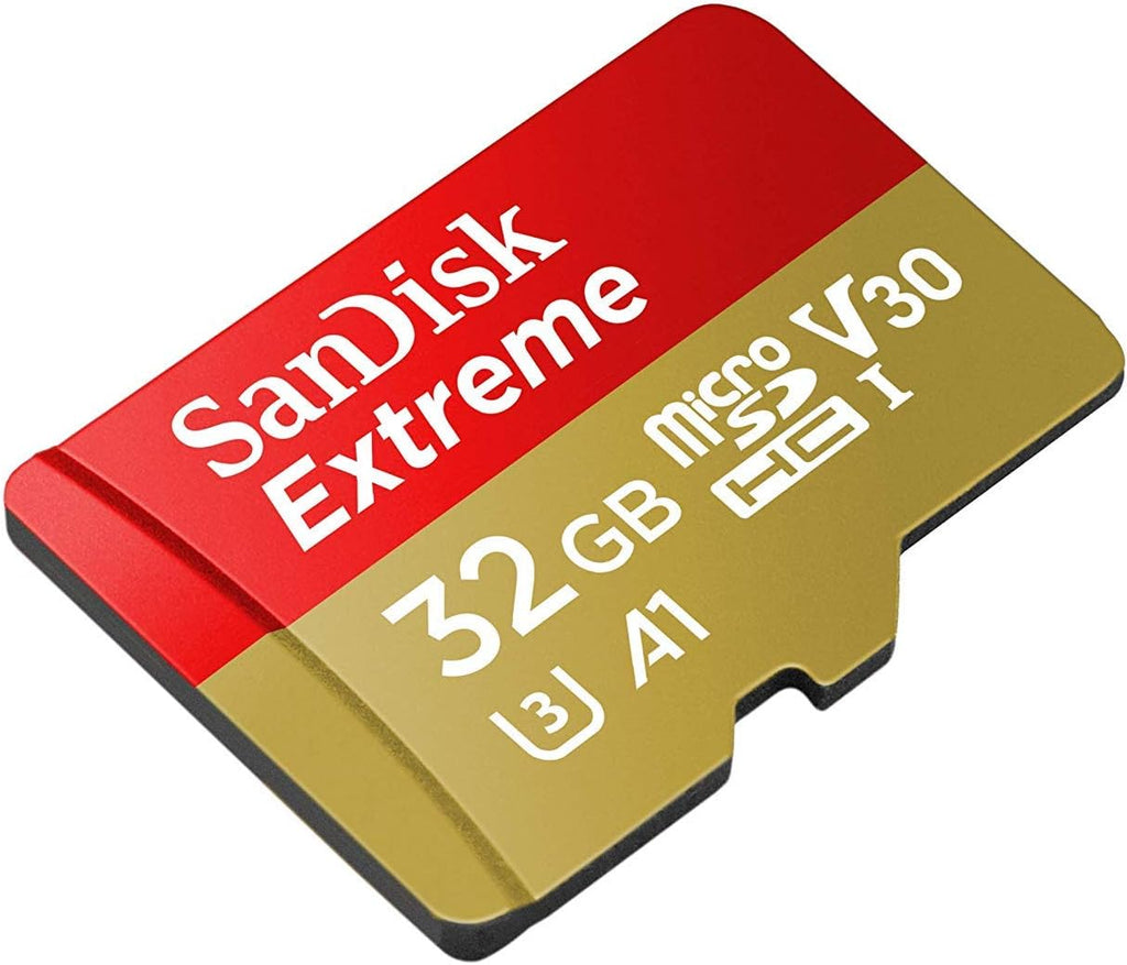 SanDisk Extreme U3 V30 A1 32GB microSDHC DJI Drones Works with Avata and Goggles 2 (SDSQXAF-032G-GN6MN) Class 10 Bundle with 1 Everything But Stromboli Micro SD Card Reader