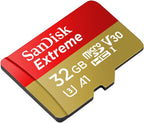 SanDisk Extreme U3 V30 A1 32GB microSDHC DJI Drones Works with Avata and Goggles 2 (SDSQXAF-032G-GN6MN) Class 10 Bundle with 1 Everything But Stromboli Micro SD Card Reader