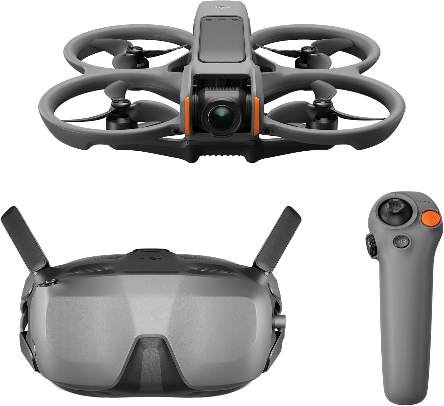 DJI Avata 2 Fly Smart Combo (Single Battery), FPV Drone with Camera 4K, Immersive Experience, One-Push Acrobatics, Built-in Propeller Guard, 155¡ã FOV, Camera Drone with Goggles N3 and RC Motion 3
