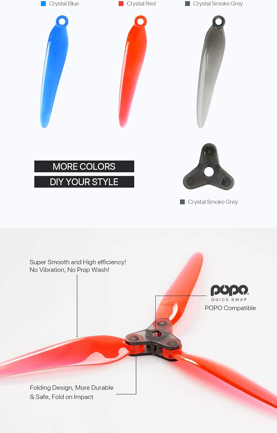 4 Pairs of Dalprop fold f7 7 inch Folding Propeller Props for Freestyle Micro Carbon Fiber FPV Racing Quadcopter Quad Drone Frame (Red)