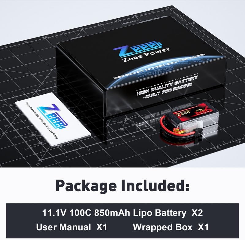 Zeee Premium Series 3S Lipo Battery 850mAh 11.1V 100C with XT30 Plug for FPV Racing Drone Quadcopter Helicopter Airplane RC Boat RC Car RC Models(2 Pack)