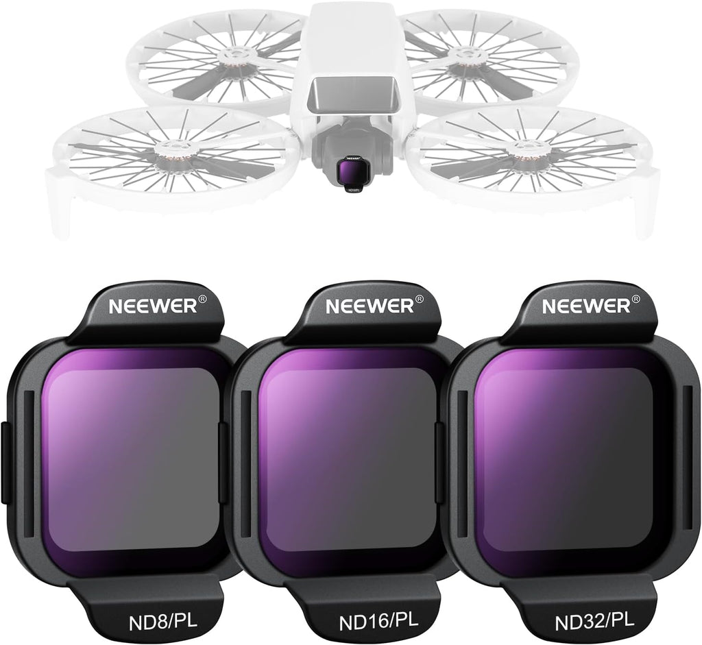 NEEWER ND/PL Filter Accessories Set Compatible with DJI Flip Drone (3 Pack), ND8/PL ND16/PL ND32/PL Snap On Multicoated HD Optical Glass Neutral Density Polarized ND Lens Filter Kit, FL-N37