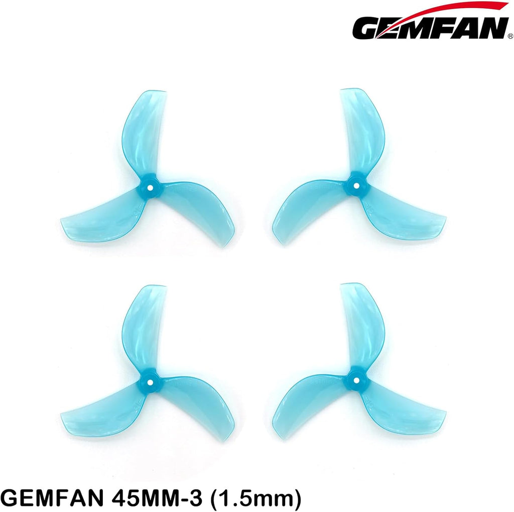 12Pairs Gemfan 45mm 3-Blade Propeller Props with 1.5mm Shaft Hole for RC FPV Whoop Drone Freestyle Quadcopter (12CW+12CCW)