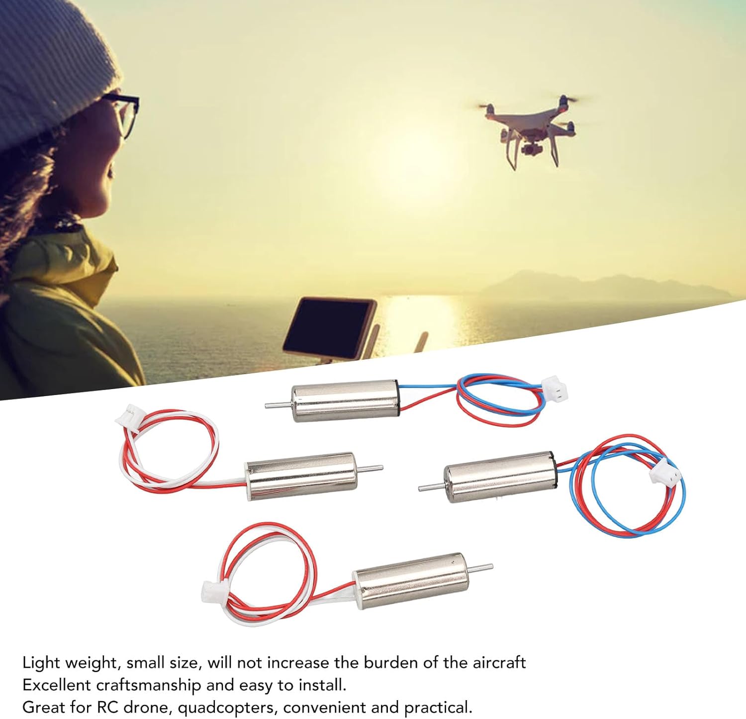 DC Coreless Motor, 4pcs 720 Brushed Coreless Motors 7x20mm Mini DC Motors for RC Drones and Quadcopters, Lightweight and Compact, Long Lasting