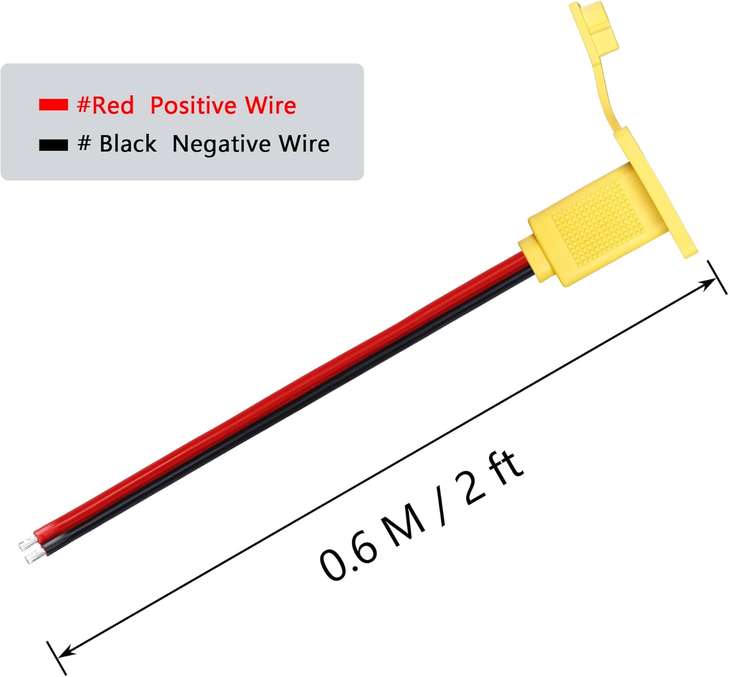 CERRXIAN 2FT 12AWG XT60 Male Bare Wire with Mount Panel, XT60 Male Plug with Mout Panel to Open Bare Wire for RC Lipo Battery FPV Drone