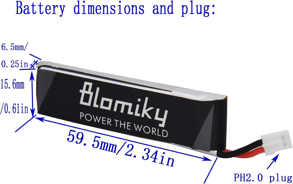 Blomiky 4 Pack 1S 3.8V 450mAh 80C Lipo Battery with PH2.0 Plug Compatible with S Free Style RC Quadopter Drone / F4 Battery 4