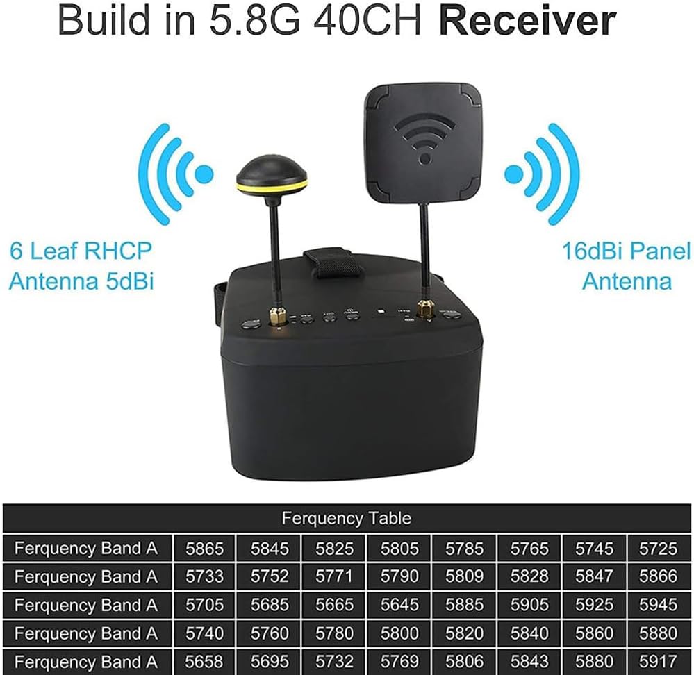 EV800D FPV Goggles with DVR 5.8G 40CH 5 Inch 800x480 Build in Antenna Battery for Analog FPV Camera and Transmitter FPV Drone RC Car